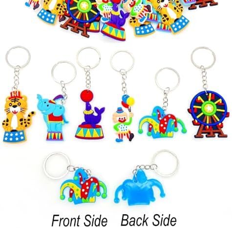 JZK 30 Pack Carnival Circus Keychain Set for Kids