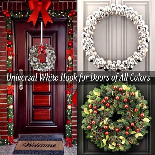 Osgow 15 Inch Wreath Hanger Steel Door Hook White
