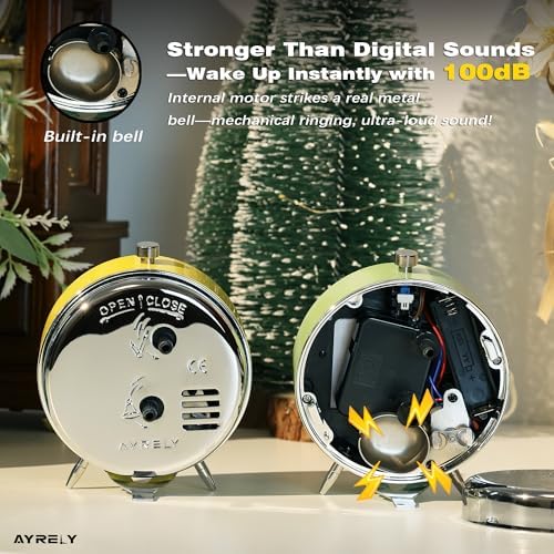 AYRELY 4 Inch Loud Analog Alarm Clock with Classic Red Design