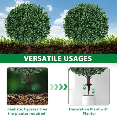 Grooy Artificial Boxwood Topiary Ball Tree Set of 2