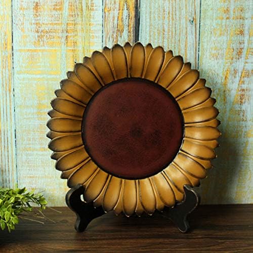 CVHOMEDECO Sunflower Shape Wooden Plate 11 Inch