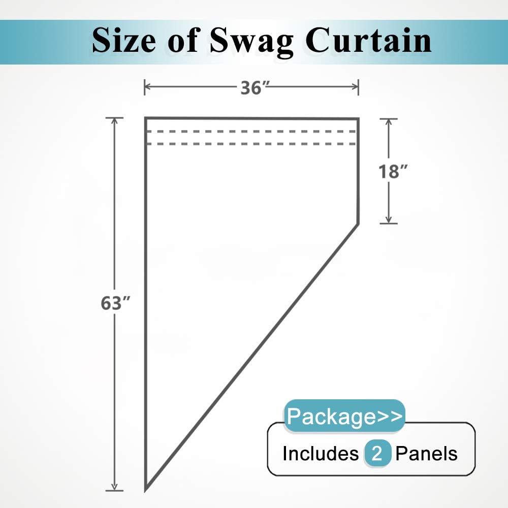 RYB HOME Valance and Swag Set 36x63-inch Panels 2 Pcs Beige