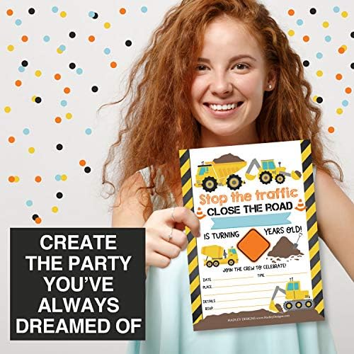 Hadley Designs Construction Birthday Invitations Set of 25