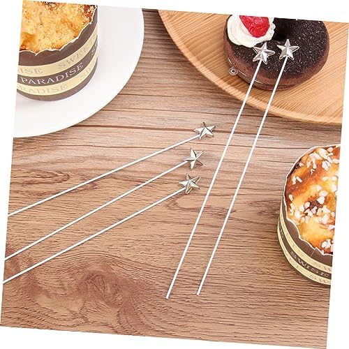 50pcs Silver Five-Pointed Star Cake Toppers for Birthday Parties