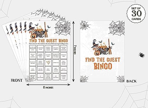Tuyashua Halloween Guest Bingo Game Set of 30 Cards
