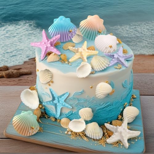 JeVenis Sea Shells Cake Decor for Ocean Theme Party