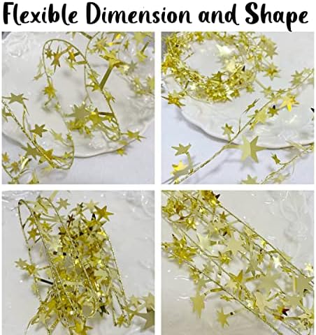 Gold Floating Candle Centerpieces Star Strings - 12 Pcs 38 Inch
