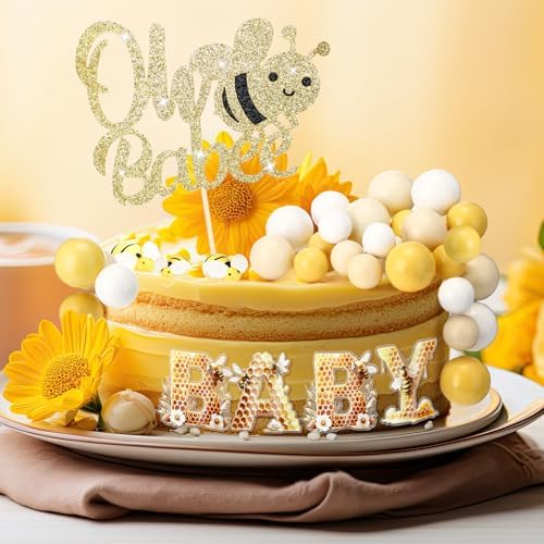 36 Pcs Bee Baby Shower Cake Toppers with Balloons