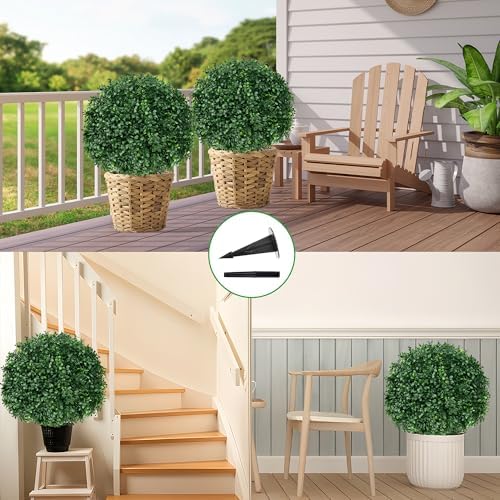 Grooy Artificial Boxwood Topiary Ball Tree Set of 2