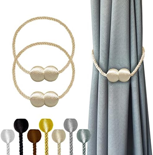 Hion Magnetic Curtain Holdbacks Beige 2pcs