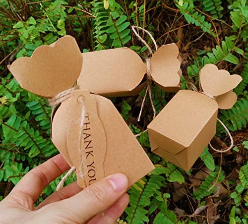 Lontenrea 50 Pcs Candy Boxes with Twine and Cards