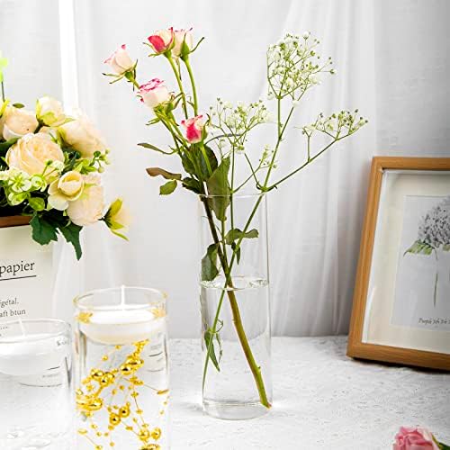 UDU 16 Glass Cylinder Vase Set for Centerpieces
