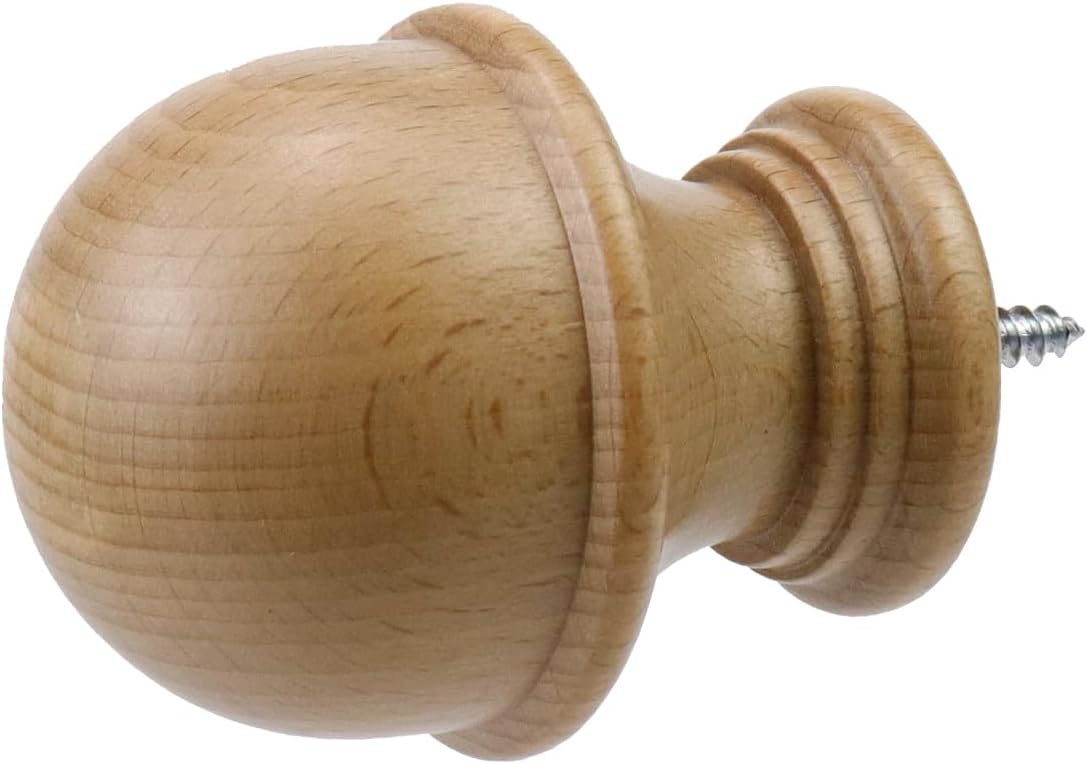 Antrader Wood Mushroom Finial Curtain Rod End Cap