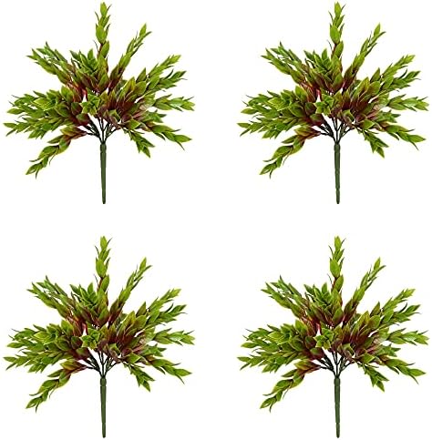 Vickerman Artificial Red Green Mini Leaf Bush 105 Inch