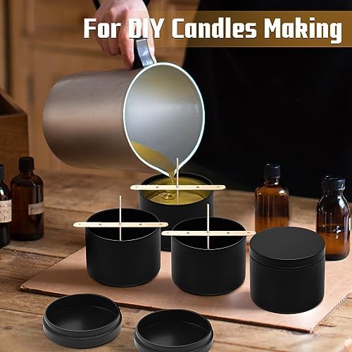 Premium Matte Black Candle Tins 12oz 12-Pack