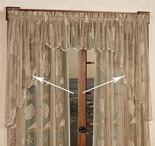 Seashells Lace Swag Valance Pair 56 x 38 1