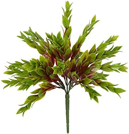 Vickerman Artificial Red Green Mini Leaf Bush 105 Inch