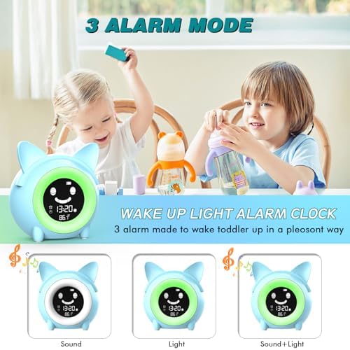 Yariaii Kids Alarm Clock with Night Light and Sleep Sounds