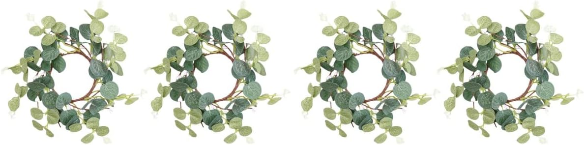 Zerodeko 4pcs Eucalyptus Candle Wreaths for Home Decor