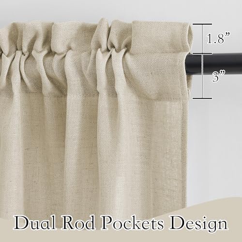 RYB HOME Valance and Swag Set 36x63-inch Panels 2 Pcs Beige
