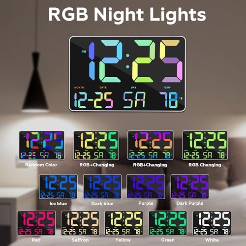 Amgico RGB Digital Alarm Clock with Snooze and Temperature Display