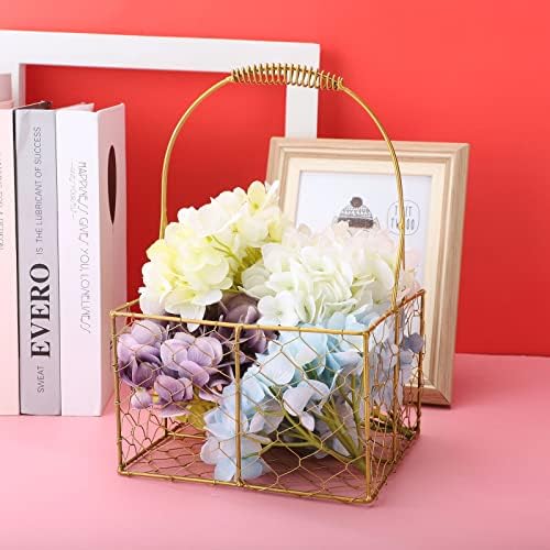 Firlar 2PCS Metal Wedding Flower Basket with Handle