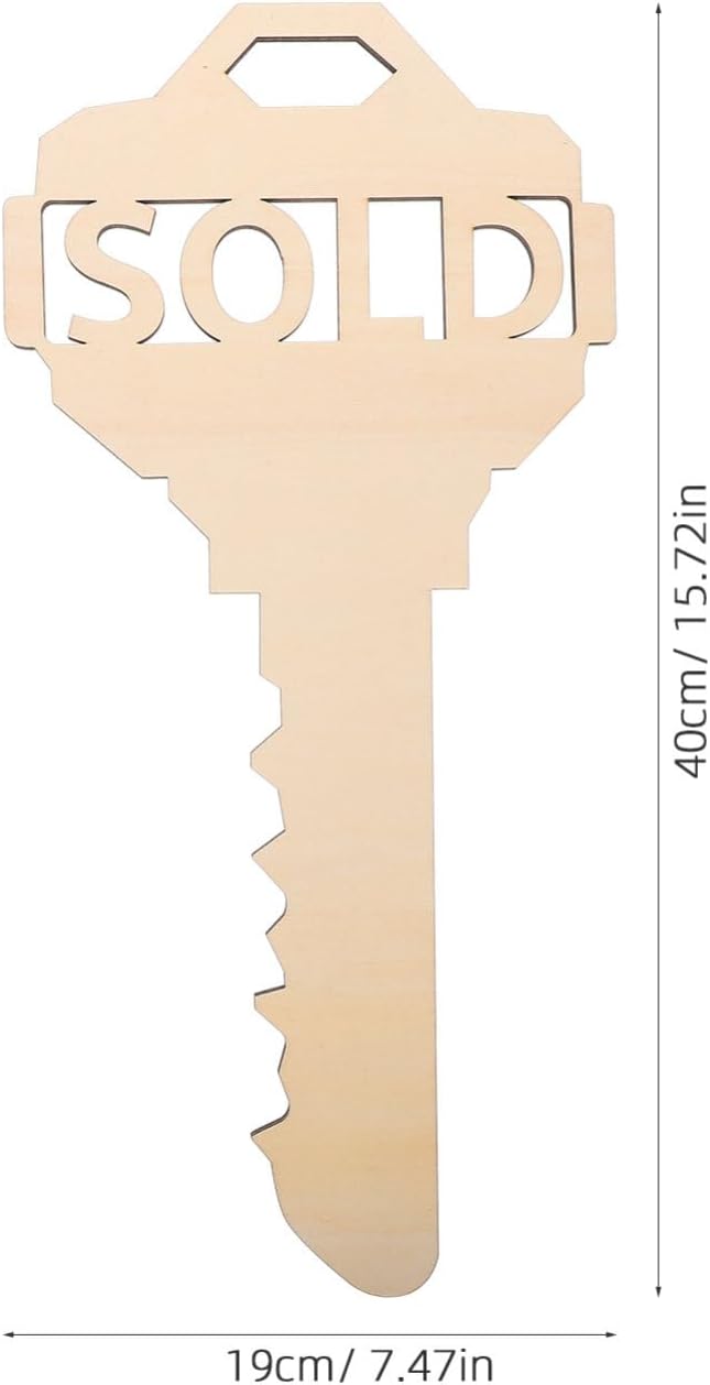 Real Estate Key Shaped Sold Sign Wooden Christmas Prop