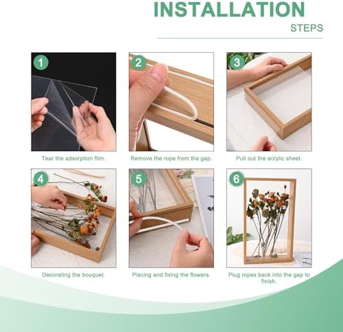 2-Pack Dried Flower Frame 6x6 Inch Double Acrylic Wood Display Frame