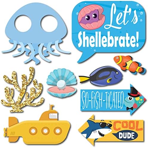 Under The Sea Photo Booth Props - 41 Piece Ocean Party Kit