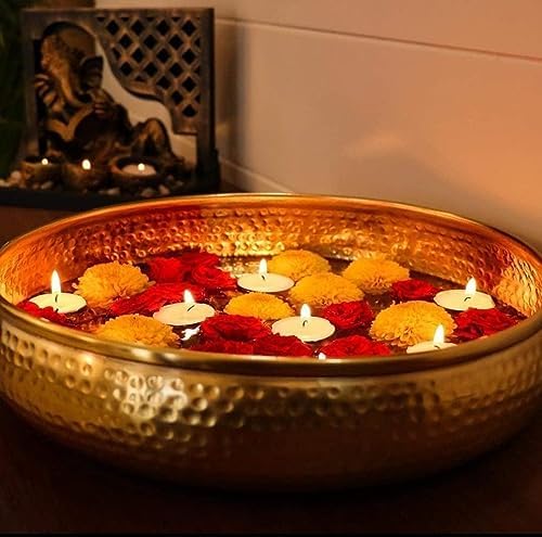 Karrmas Antique Round Hammered Potpourri Bowl 12 Inch Metallic Gold Candleholder