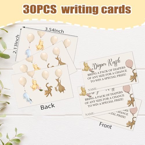 Winnie the Pooh Diaper Raffle Game Cards Set - 30 Double Sided Name Cards