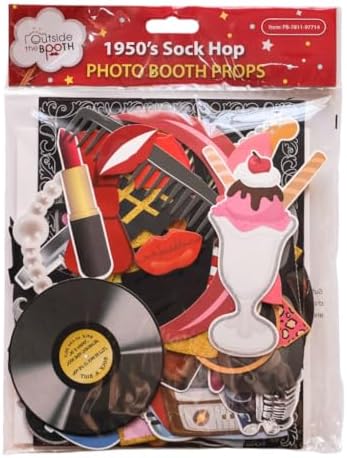 50s Photo Booth Props - 41-Piece Diner Party Kit