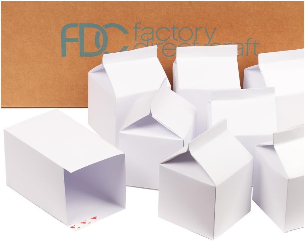 Pack of 48 White Party Favor Milk Cartons
