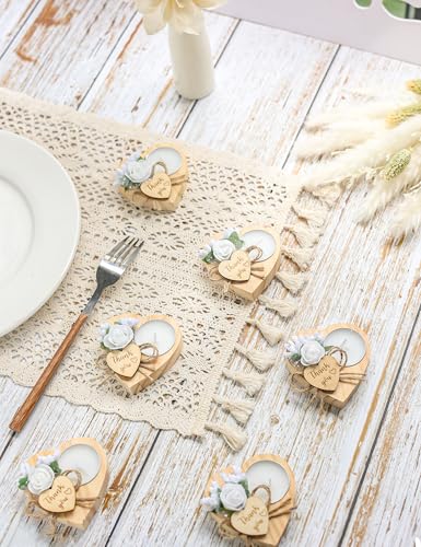 Wooden Tea Light Candle Holders for Wedding Favors 50 Pieces