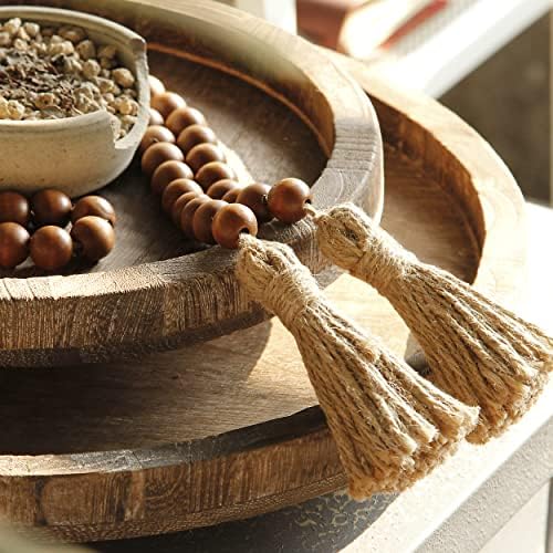 Meplait 39 Inch Wood Bead Garland with Tassels