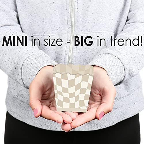 Big Dot of Happiness Tan Checkered Party Favor Boxes Set of 12