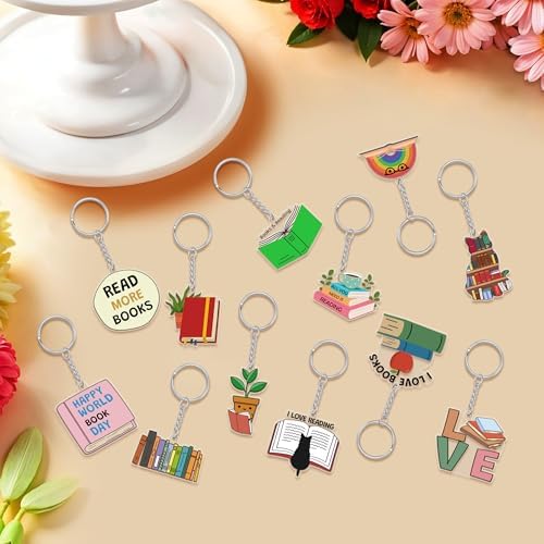 24Pcs Book Themed Keychain Set for Readers and Book Lovers