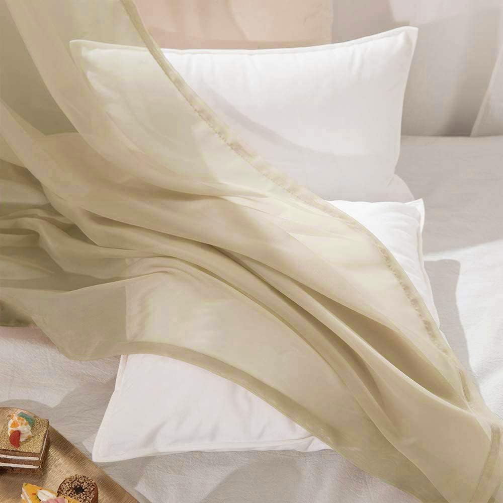 MIULEE Beige Voile Valance for Window Decor