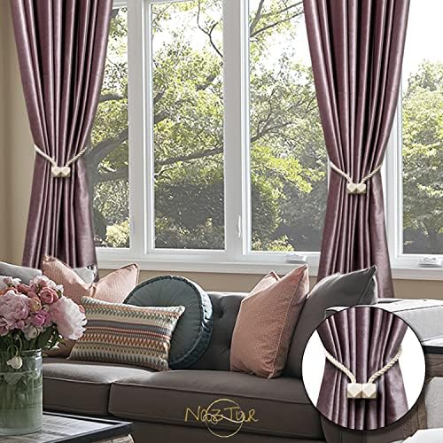Magnetic Curtain Tiebacks - Upgraded 2022 with Thicker Twist Rope and Strong Durable Magnets