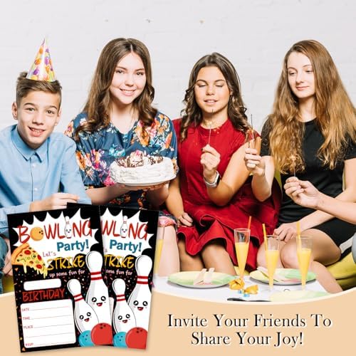 Bowling Birthday Invites Cards For Kids 20 Fun Party Invitations With Envelopes