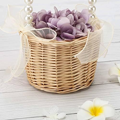 Classic Pearl Woven Hand Basket for Wedding Ceremony