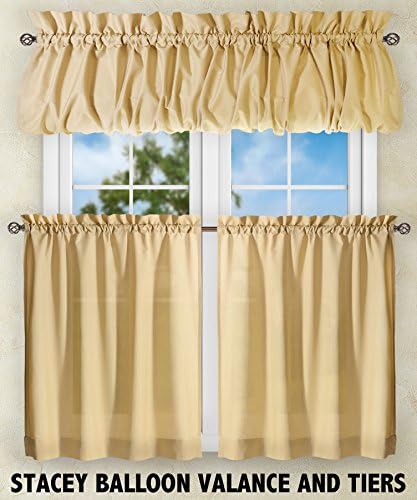 Simple Comfort Ellis 60x38 Inch Ruffled Swag Curtain Almond