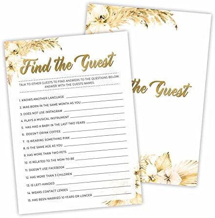 Boho Pampas Grass Baby Shower Game Cards