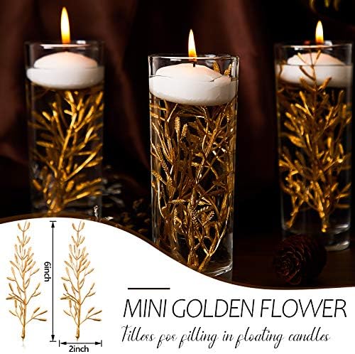 50 Pieces Gold Faux Flowers for Floating Candles and Centerpieces