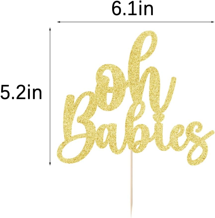 Gold Glitter Oh Babies Cake Topper for Twins