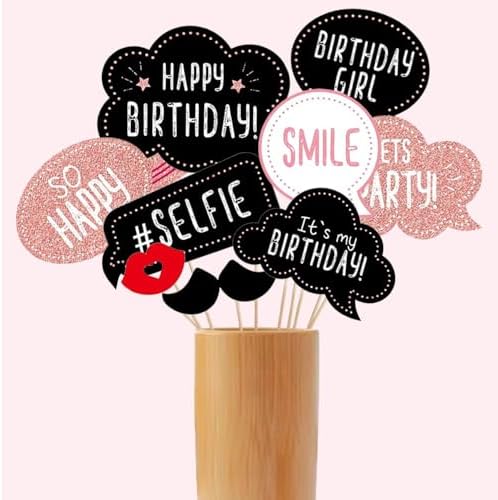 Rose Gold Glitter Photo Booth Props Set 30pcs