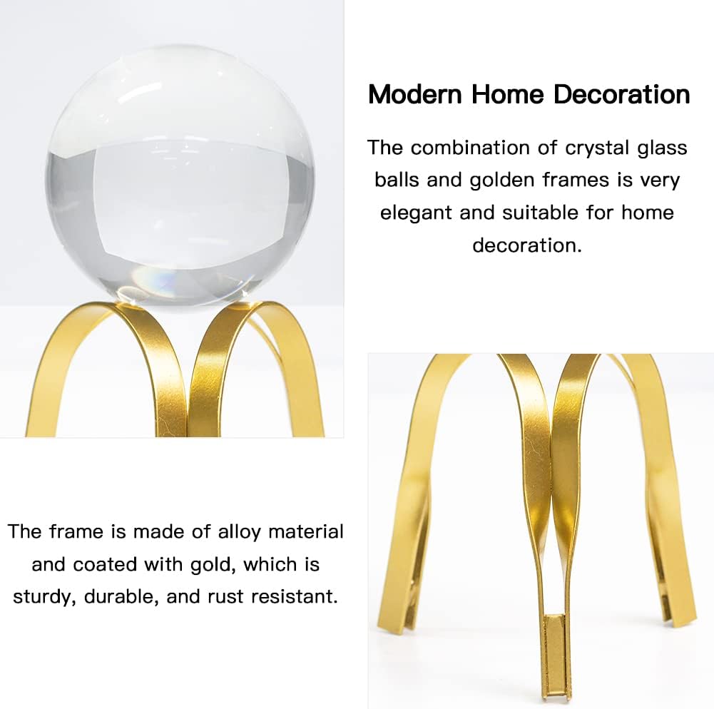 Eoiips Gold Metal Crystal Ball Sculpture Home Decor