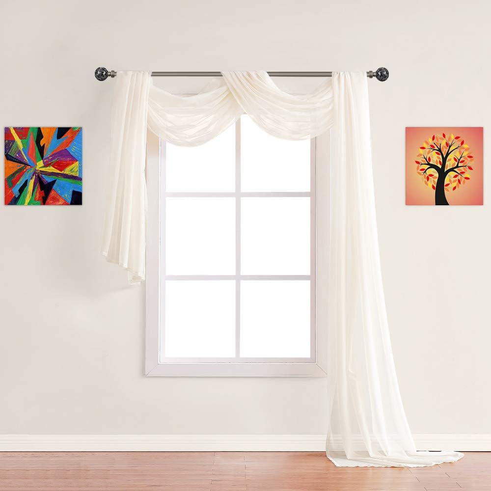 Warm Home Designs 24 Feet Beige Sheer Window Scarf