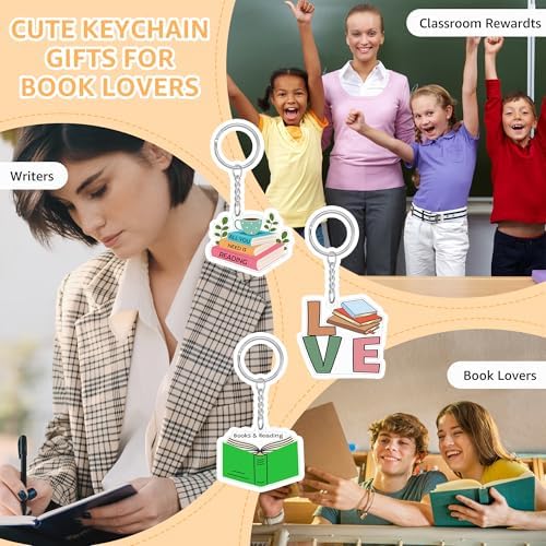 24Pcs Book Themed Keychain Set for Readers and Book Lovers