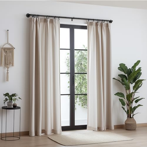 Zeerobee 1 Inch Black Curtain Rod 48-86 Inches